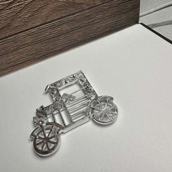 EMMONS Rhinestone Model T Retro Car Vehicle Brooch Pin Vintage Signed - Picture 6 of 10